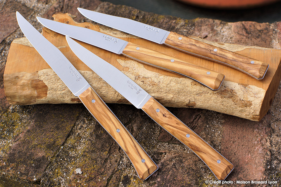 Set de 6 couteaux à steak Opinel, bois d'olivier