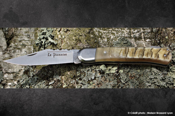 Le Pionnier par Goyon Chazeau Thiers France Manche Corne de bélier Lame 12C27 inox bloquante