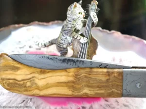 Le Bugiste olivier et damas san mai non inox artisanal