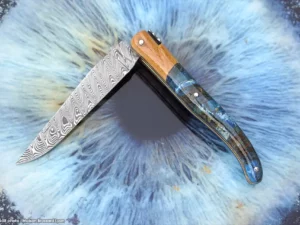 Le Laguiole par Goyon Chazeau (Thiers) Mammouth bleu fusion et os de chameau Damas inox (oeil d'Odin) 04
