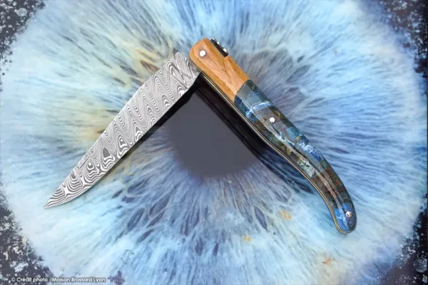Le Laguiole par Goyon Chazeau (Thiers) Mammouth bleu fusion et os de chameau Damas inox (oeil d'Odin) 04