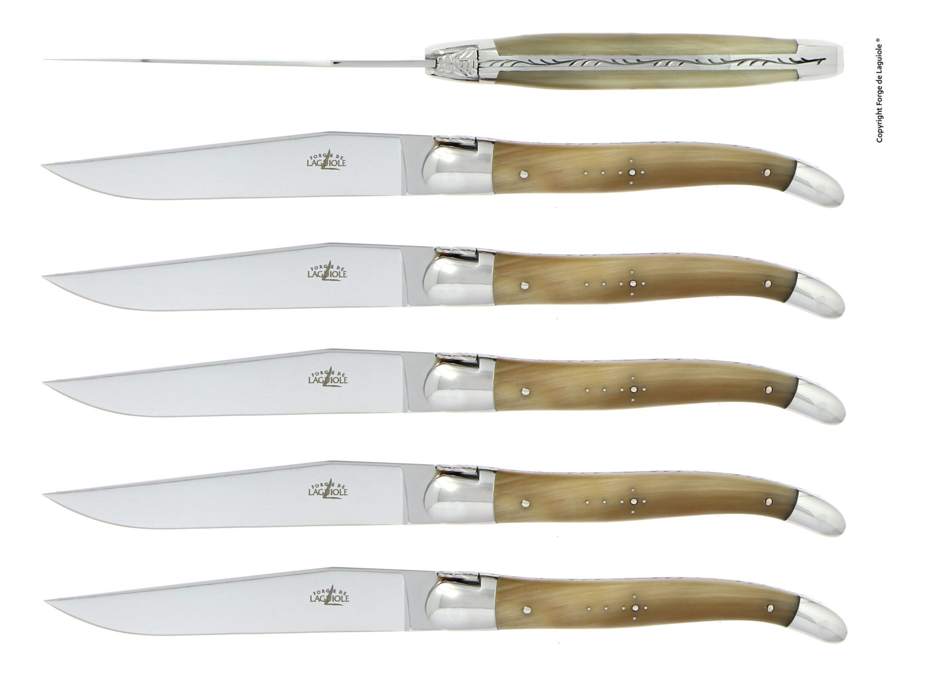 arts de la table couteau laguiole corne claire