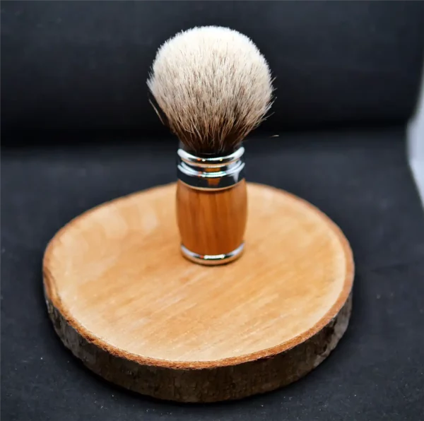Blaireau Plisson En Olivier & Chrome Gris Européen (1)