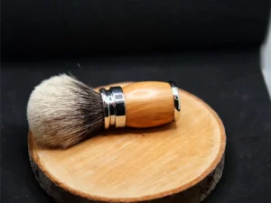Blaireau Plisson En Olivier & Chrome Gris Européen (2)