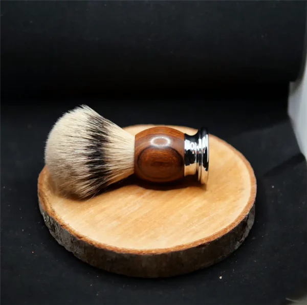 Blaireau Plisson En Thuya & Chrome Gris Européen (1)