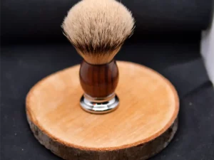 Blaireau Plisson En Thuya & Chrome Gris Européen (2)
