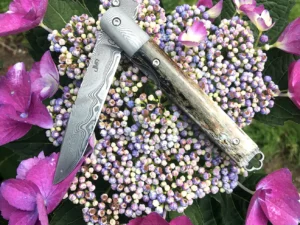 Couteau Esprit Tonneau Mammouth & Damas par J M RENAUD (2)