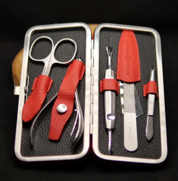 Trousse Manucure Dreiturm 5 pièces Pochette Cuir de veau souple (5)