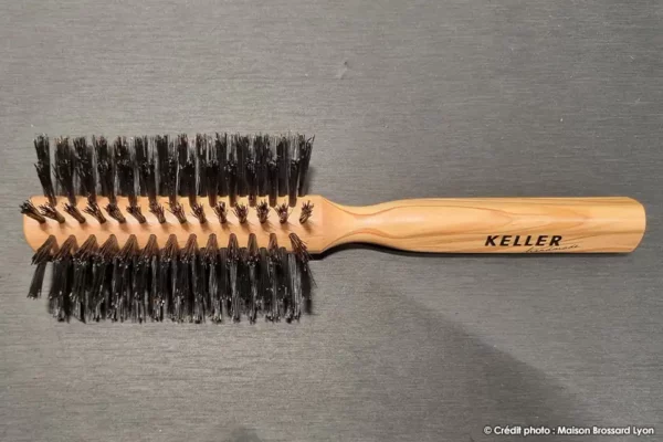 Brosse à cheveux Keller Homme Olivier 7 rangées Soies Sanglier Demie ronde 02