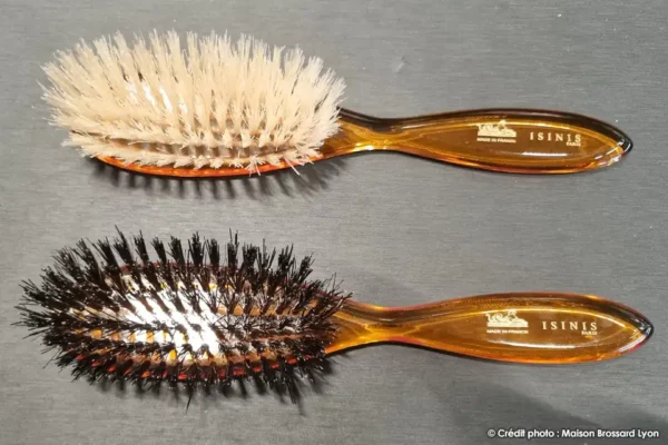 brosse cheveux montage main france 6 rangess soies sanglier ou soies blanches manche ecaille ovale boule 04