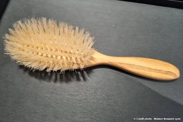 brosse cheveux montage main france 7 rangess soies douce blanche manche olivier